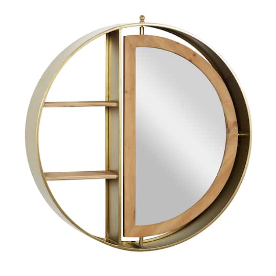 Gold Metal Contemporary Wall Shelf, 27" x 28" x 5"